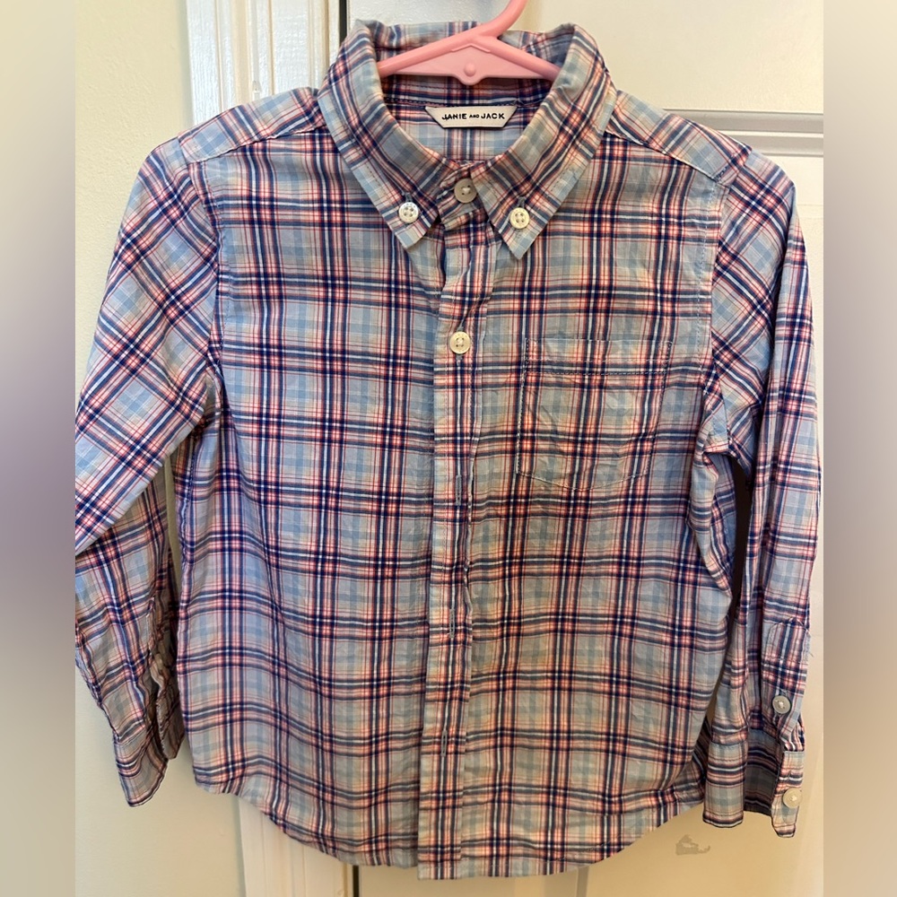 Janie and Jack 2T Purple and Blue Checked Button-Down